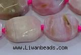 CNG5884 15.5 inches 10*14mm - 12*16mm faceted freeform pink opal beads