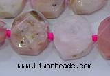 CNG5885 15.5 inches 10*14mm - 12*16mm faceted freeform pink opal beads