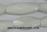 CNG591 12*30mm - 13*32mm faceted rice white porcelain nugget beads