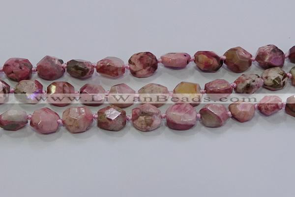 CNG5933 10*12mm - 10*14mm faceted freeform rhodochrosite beads