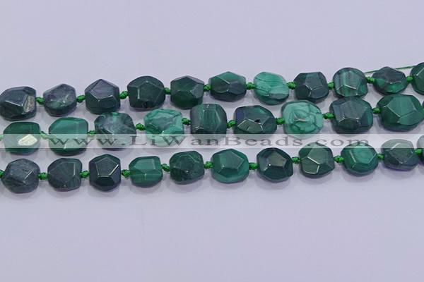 CNG5953 15.5 inches 10*12mm - 10*14mm faceted freeform malachite beads