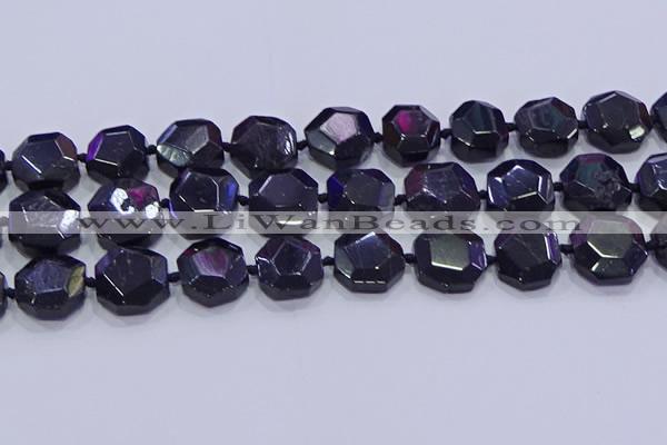 CNG5956 12*16mm - 15*18mm faceted freeform black tourmaline beads