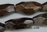 CNG599 13*28mm - 15*34mm faceted rice bronzite nugget beads