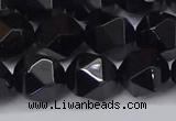 CNG6025 15.5 inches 12mm faceted nuggets black agate beads