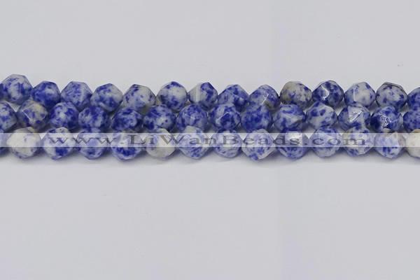 CNG6031 15.5 inches 12mm faceted nuggets blue spot stone beads