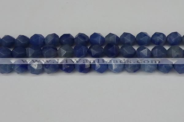 CNG6036 15.5 inches 12mm faceted nuggets blue aventurine beads