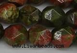 CNG6039 15.5 inches 12mm faceted nuggets unakite gemstone beads