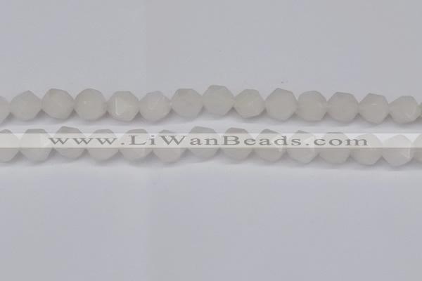 CNG6043 15.5 inches 12mm faceted nuggets white jade beads