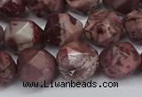 CNG6051 15.5 inches 12mm faceted nuggets red artistic jasper beads