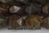 CNG6053 15.5 inches 12mm faceted nuggets coffee jasper beads