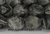 CNG6054 15.5 inches 12mm faceted nuggets grey picture jasper beads