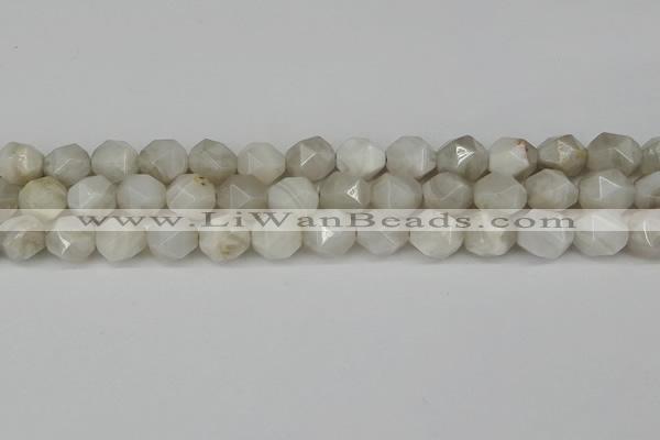 CNG6080 15.5 inches 8mm faceted nuggets grey agate beads