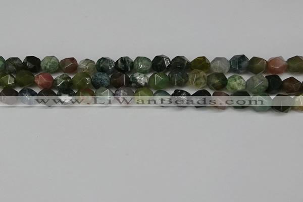 CNG6083 15.5 inches 8mm faceted nuggets moss agate beads