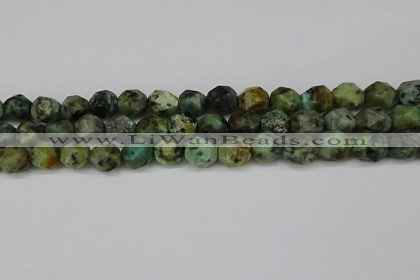 CNG6110 15.5 inches 8mm faceted nuggets African turquoise beads