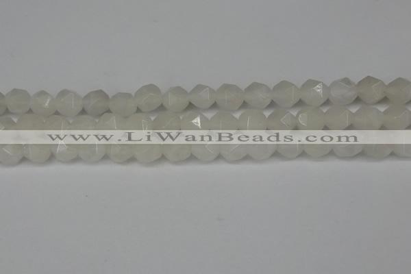 CNG6113 15.5 inches 8mm faceted nuggets white jade beads