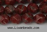 CNG6123 15.5 inches 8mm faceted nuggets brecciated jasper beads