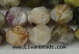 CNG6152 15.5 inches 10mm faceted nuggets silver needle agate beads