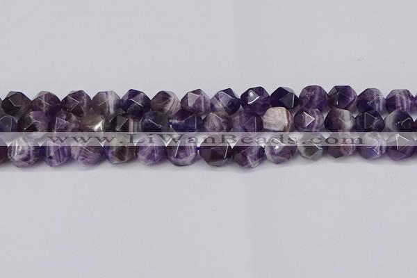 CNG6165 15.5 inches 10mm faceted nuggets dogtooth amethyst beads