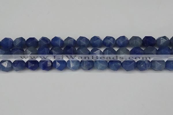 CNG6177 15.5 inches 10mm faceted nuggets blue aventurine beads