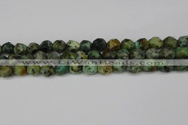 CNG6185 15.5 inches 10mm faceted nuggets African turquoise beads