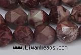 CNG6200 15.5 inches 10mm faceted nuggets red artistic jasper beads