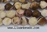 CNG6245 15.5 inches 6mm faceted nuggets zebra jasper beads