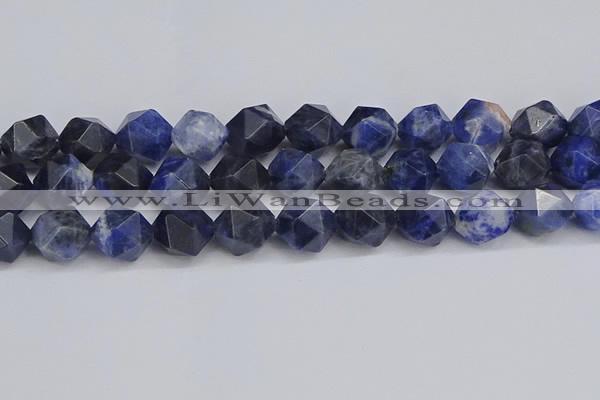 CNG6298 15.5 inches 14mm faceted nuggets sodalite beads