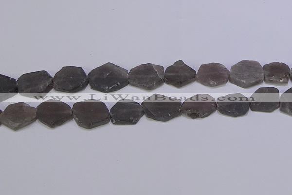 CNG6359 15.5 inches 14*18mm - 16*22mm freeform matte smoky quartz beads