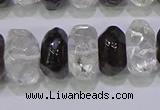 CNG6380 6*14mm - 8*14mm nuggets white crystal & smoky quartz beads