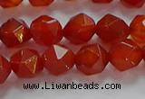 CNG6505 15.5 inches 8mm faceted nuggets red agate beads