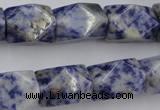 CNG651 15.5 inches 13*18mm faceted nuggets blue spot gemstone beads