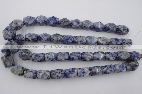 CNG651 15.5 inches 13*18mm faceted nuggets blue spot gemstone beads