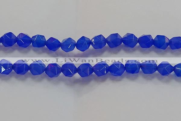 CNG6511 15.5 inches 12mm faceted nuggets blue agate beads