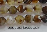 CNG6516 15.5 inches 6mm faceted nuggets line agate beads