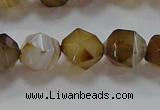 CNG6518 15.5 inches 10mm faceted nuggets line agate beads