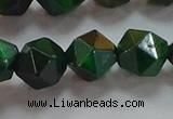 CNG6549 15.5 inches 12mm faceted nuggets green tiger eye beads