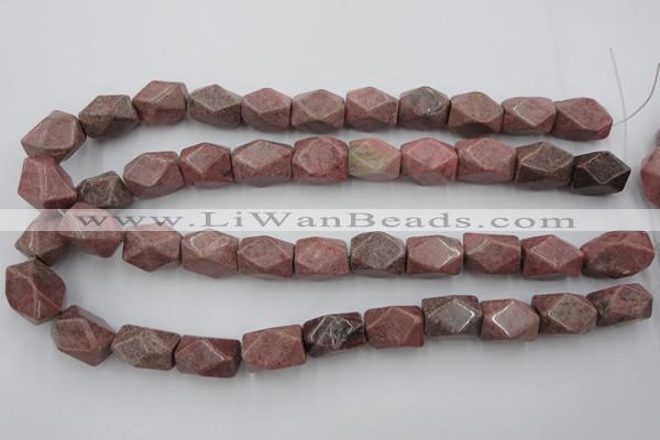 CNG658 15.5 inches 13*18mm faceted nuggets rhodochrosite beads