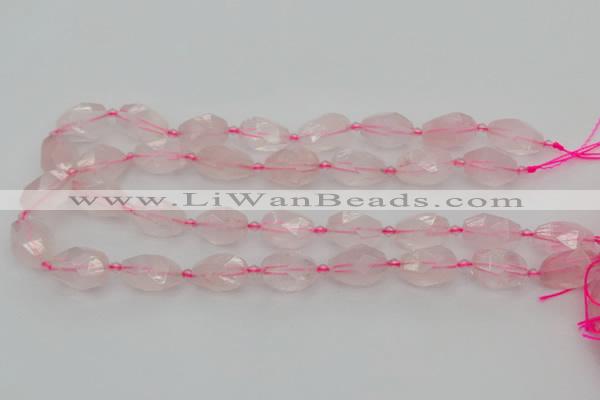 CNG6916 15.5 inches 12*16mm - 13*18mm faceted nuggets rose quartz beads