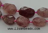 CNG6923 15.5 inches 8*12mm - 12*16mm faceted nuggets strawberry quartz bead