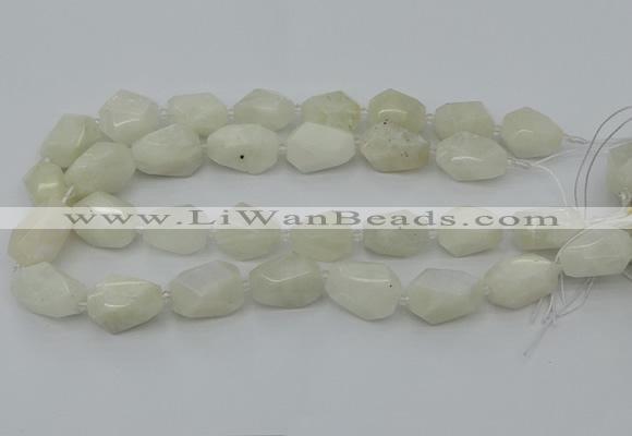 CNG6926 12*16mm - 15*25mm faceted nuggets white moonstone beads