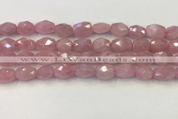 CNG6952 10*12mm - 10*14mm faceted nuggets rose quartz beads