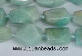 CNG7136 6*10mm - 10*14mm faceted nuggets Brazilian amazonite beads