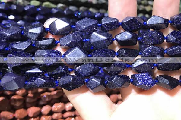 CNG7143 15.5 inches 6*10mm - 10*14mm faceted nuggets blue glodstone beads