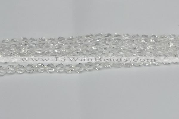 CNG7210 15.5 inches 6mm faceted nuggets white crystal beads