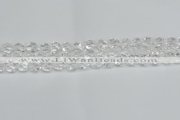 CNG7211 15.5 inches 8mm faceted nuggets white crystal beads