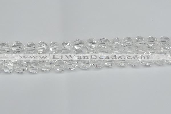 CNG7212 15.5 inches 10mm faceted nuggets white crystal beads