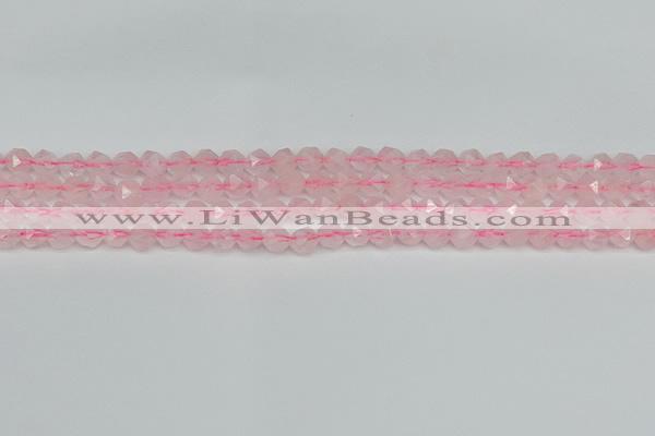 CNG7225 15.5 inches 6mm faceted nuggets rose quartz beads