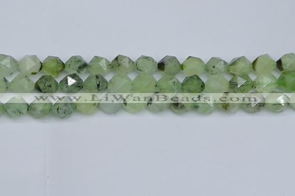 CNG7243 15.5 inches 12mm faceted nuggets green rutilated quartz beads