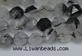 CNG7245 15.5 inches 6mm faceted nuggets black rutilated quartz beads