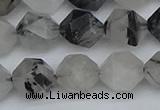 CNG7247 15.5 inches 10mm faceted nuggets black rutilated quartz beads